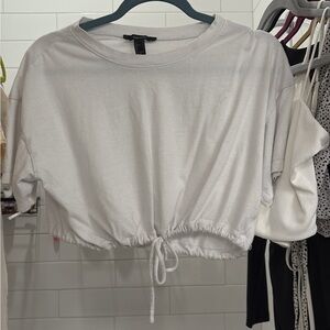 White Drawstring Crop Top